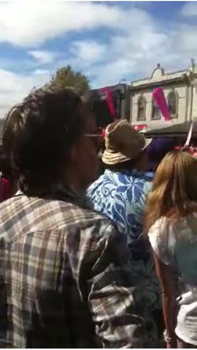 Miss K spots verity George on a float at the Pride Parade Ponsonby 2013