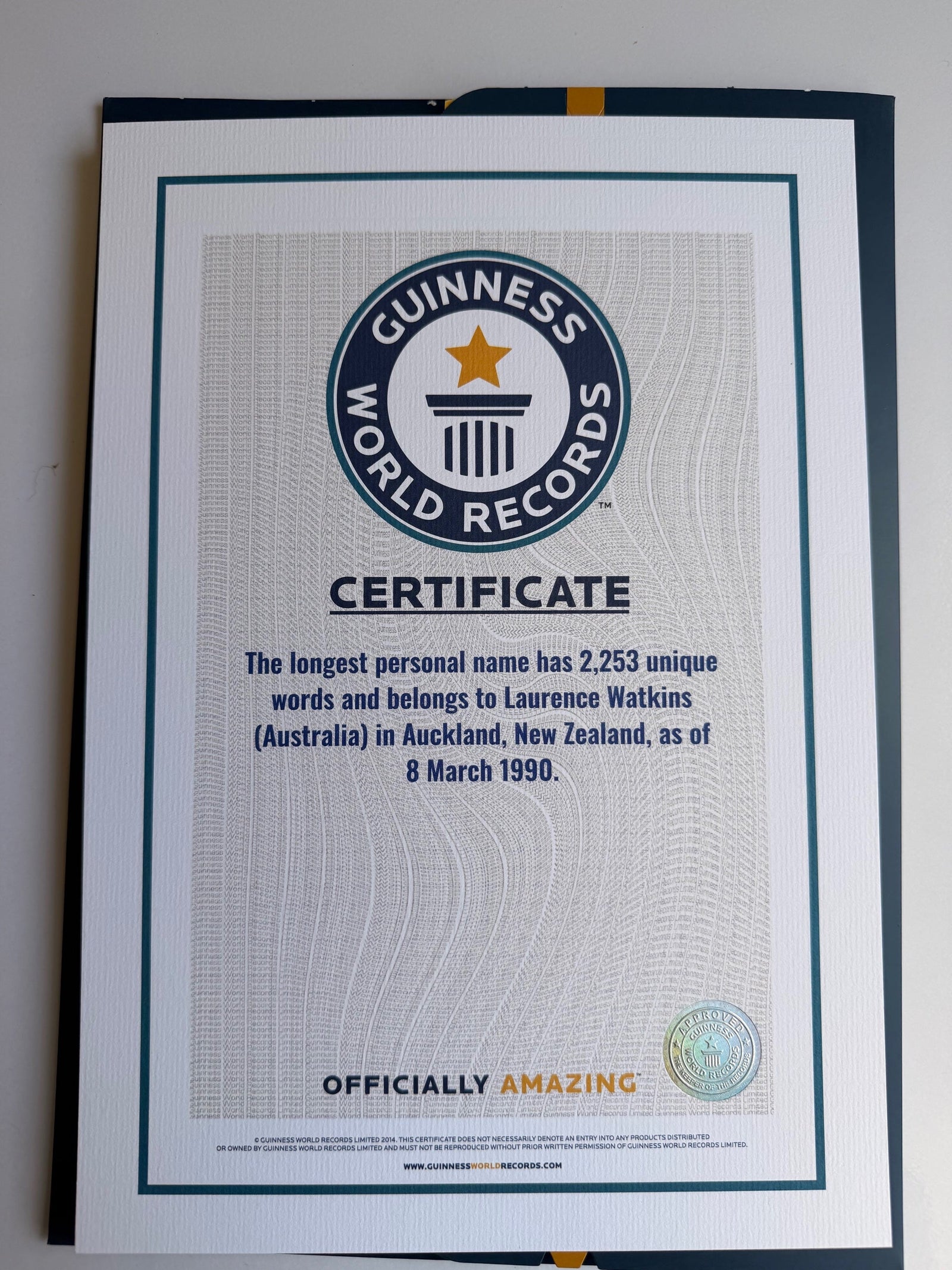 LETTER TO THE EDITOR - Longest personal name in the world