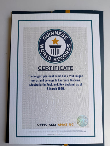 LETTER TO THE EDITOR - Longest personal name in the world