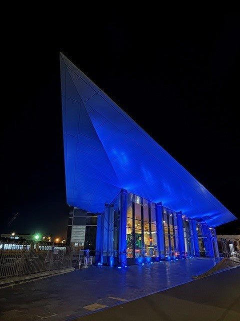Landmarks Glow Blue on World Parkinson’s Day