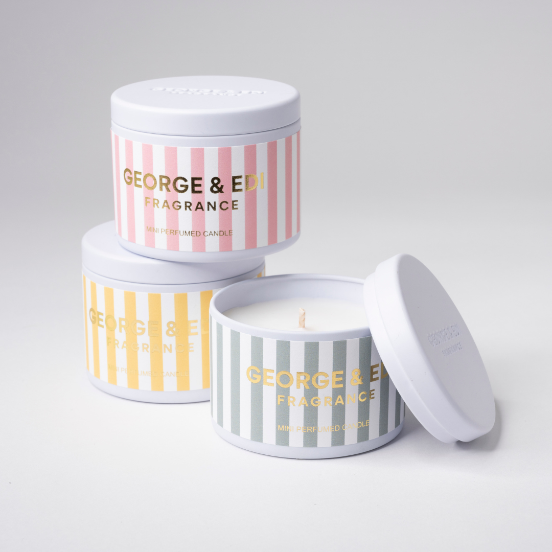Free George & Edi mini tin candle